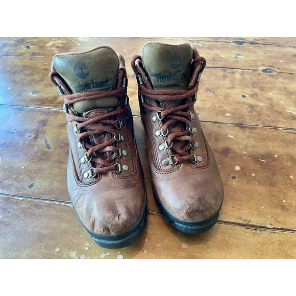 Vintage Timberland Euro Hiker Boots Brown Leather Mens 8.5M 90s Classic Hiking main image 7